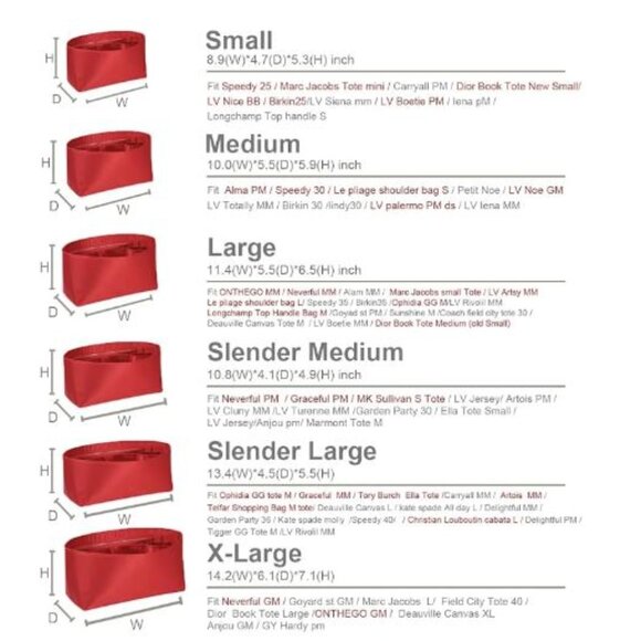 XL Purse Organizer Insert For Handbags Silk Luxury Handbag Organizer RED - Picture 4 of 13